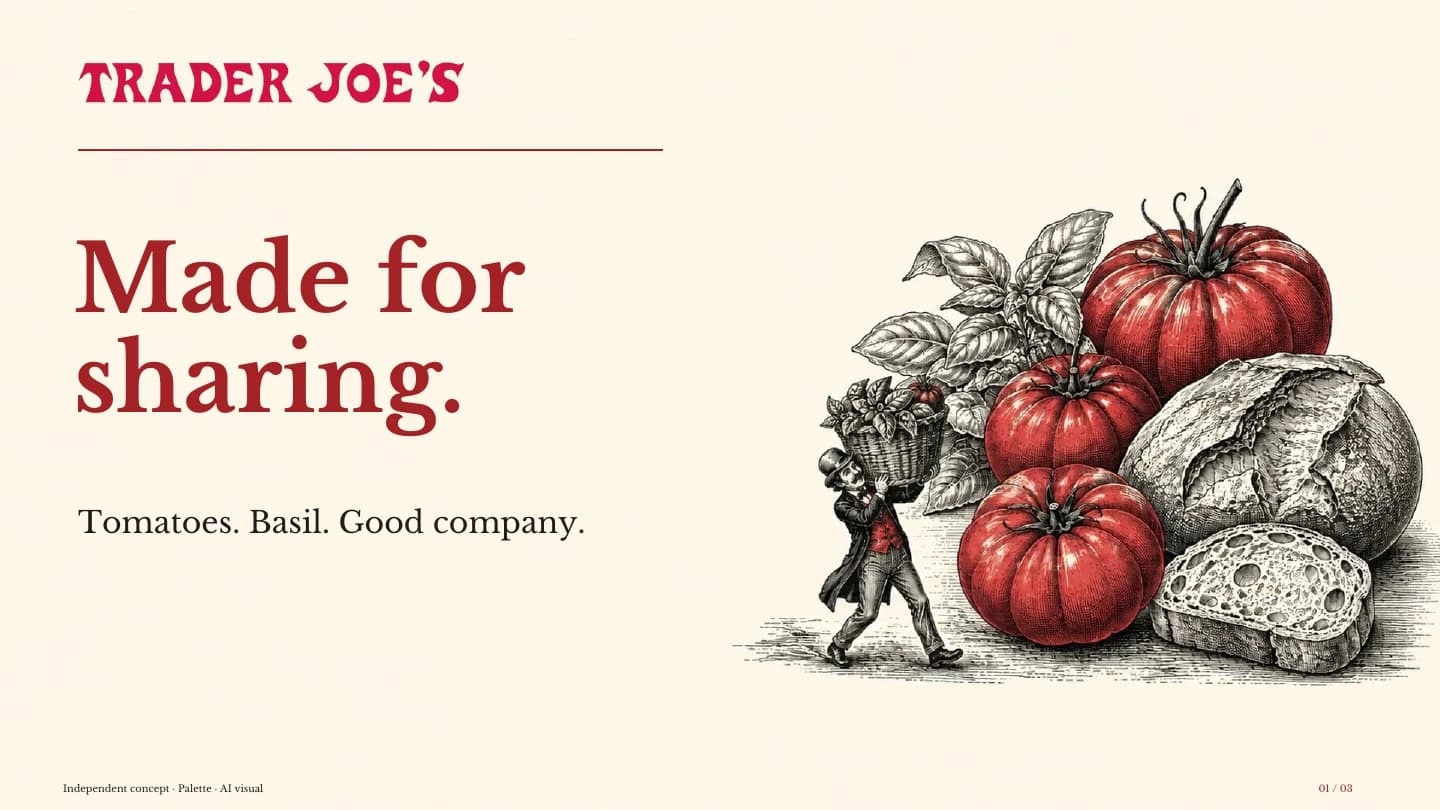 A presentation · Trader Joe’s · independent concept